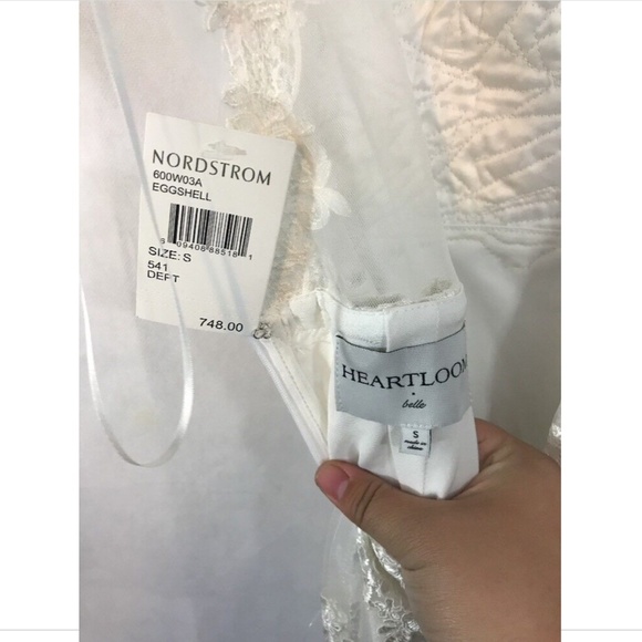 NEW! $748 Heartloom Andie Illusion‎ Side Lace Mermaid Gown Eggshell [ Small ] - Picture 10 of 11